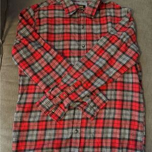 Lee Men's Red and Gray Plaid Shirt